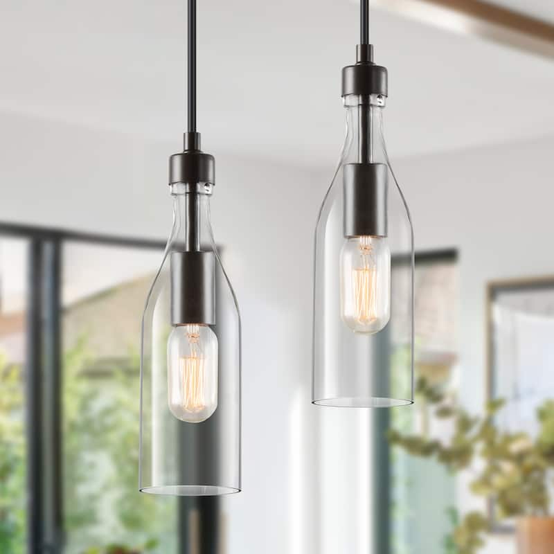 Modern Farmhouse 1-Light Bottle Glass Island Pendant Lights for Dining Room