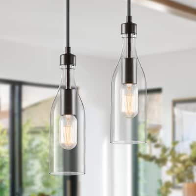 Modern Farmhouse 1-Light Bottle Glass Island Pendant Lights for Dining Room