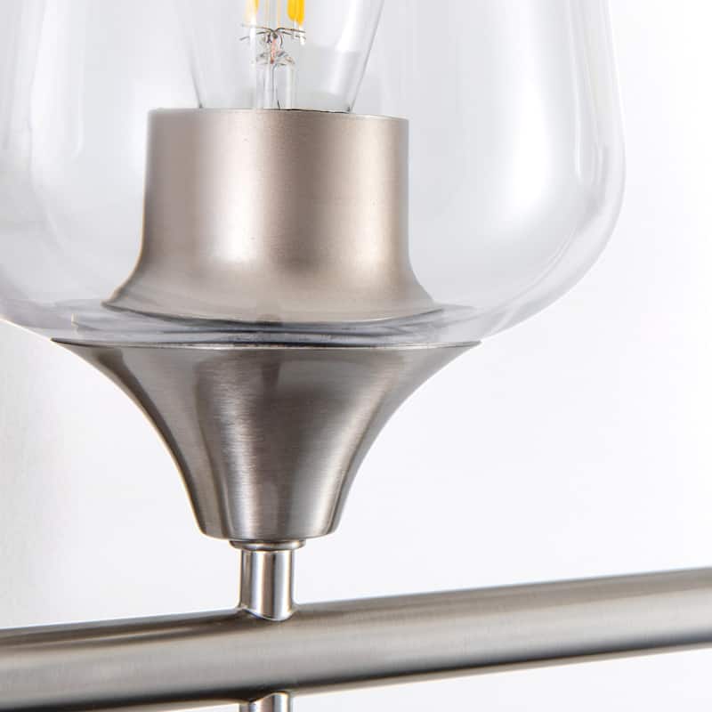4 Lights Armed Sconce Vanity Lights with Glass Shade, Brushed Nickel