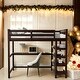 preview thumbnail 14 of 39, Pine Wood Bunk Bed with Storage Shelves and Under-Bed Desk,Full Size Espresso