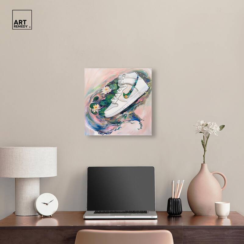 Lilypads Sneaker Splash Canvas by Art Remedy, Gallery Wrapped