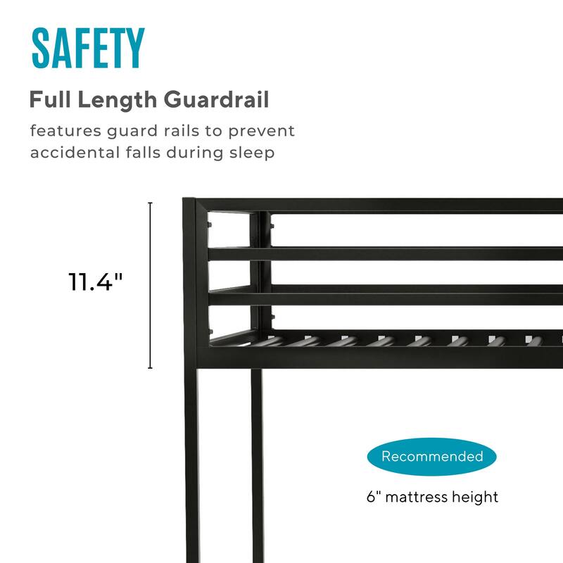 Furniture of America Jackson Modern Metal Twin over Twin Low Profile Bunk Bed with Reversible Ladder