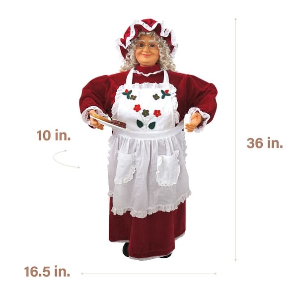 Fraser Hill Farm 36-In. Dancing Baking Mrs. Claus with Apron and Christmas Cookies - Animated Indoor Holiday Home Decor