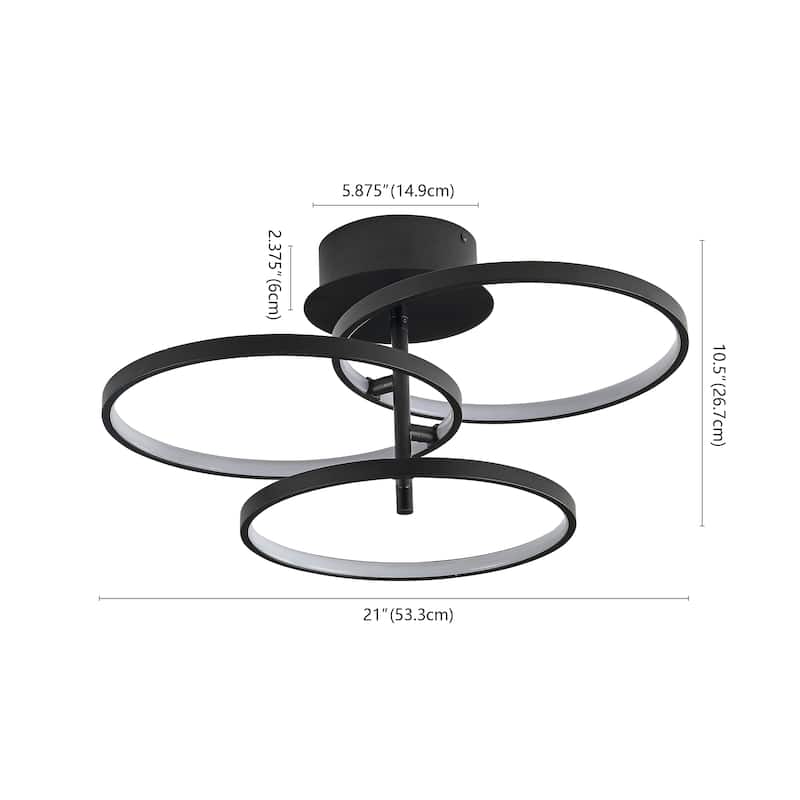 SAFAVIEH Hirona Led 21-inch Flush Mount - 21 In. W x 21 In. D x 11 In. H - Matte Black - 21Wx21Dx11H