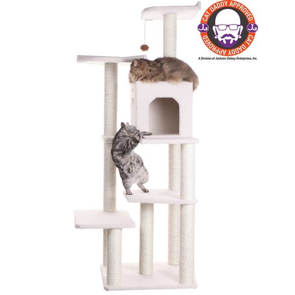 Armarkat Ivory Faux Fleece 68 Inch Cat Tree Gym Overstock 4413816