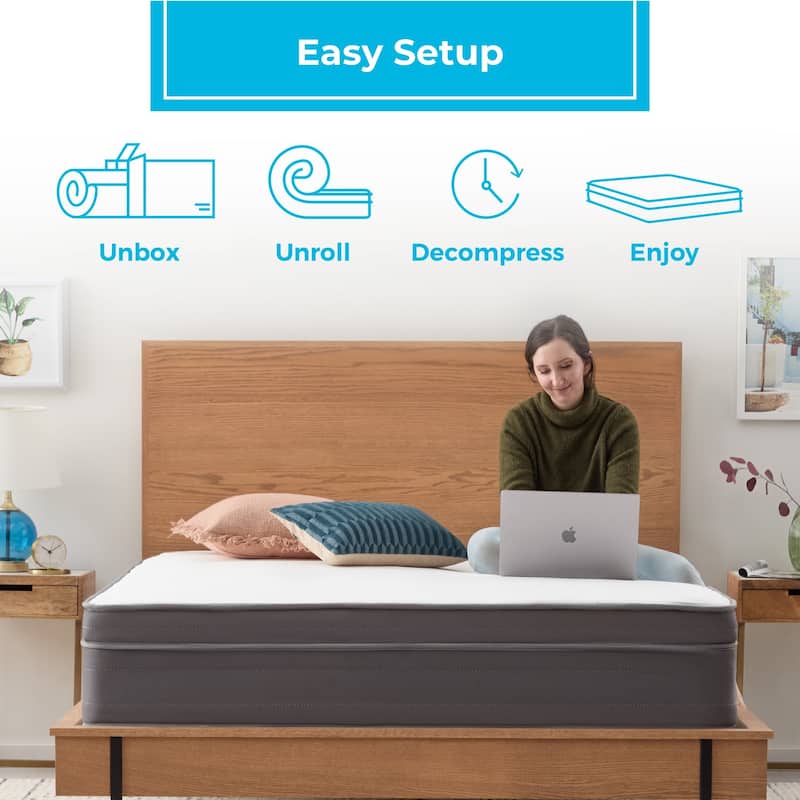 Linenspa 12 In. Plush Gel Memory Foam Hybrid Mattress