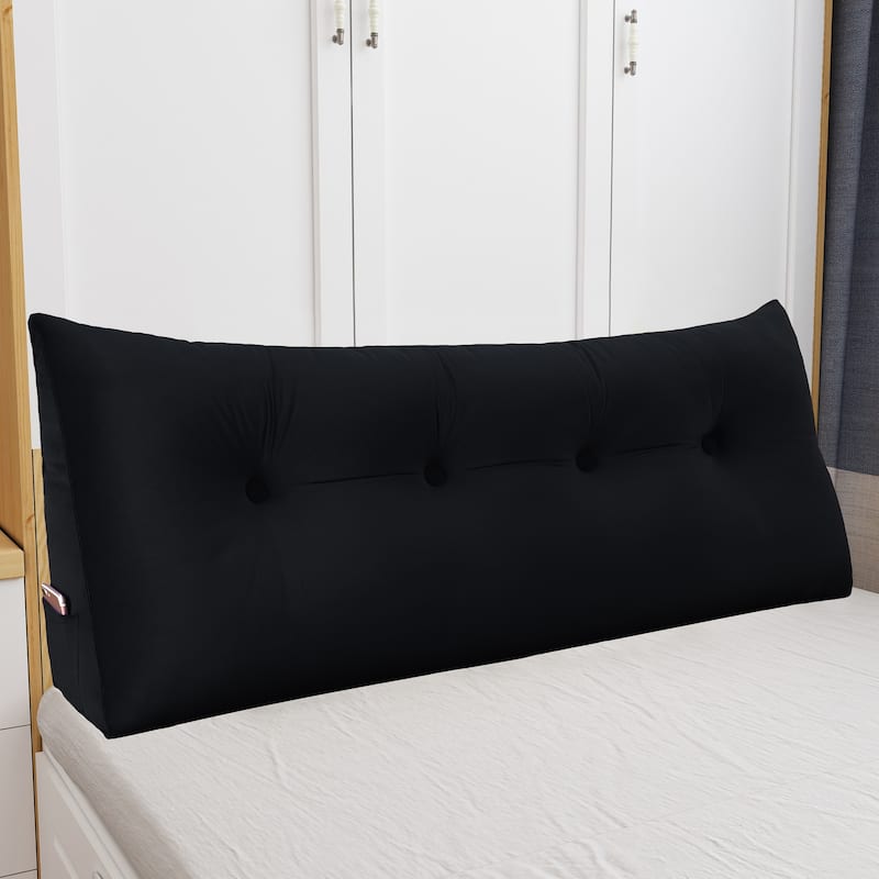 WOWMAX Large Bed Rest Wedge Reading Pillow Back Support Headboard Cushion - Full - Black