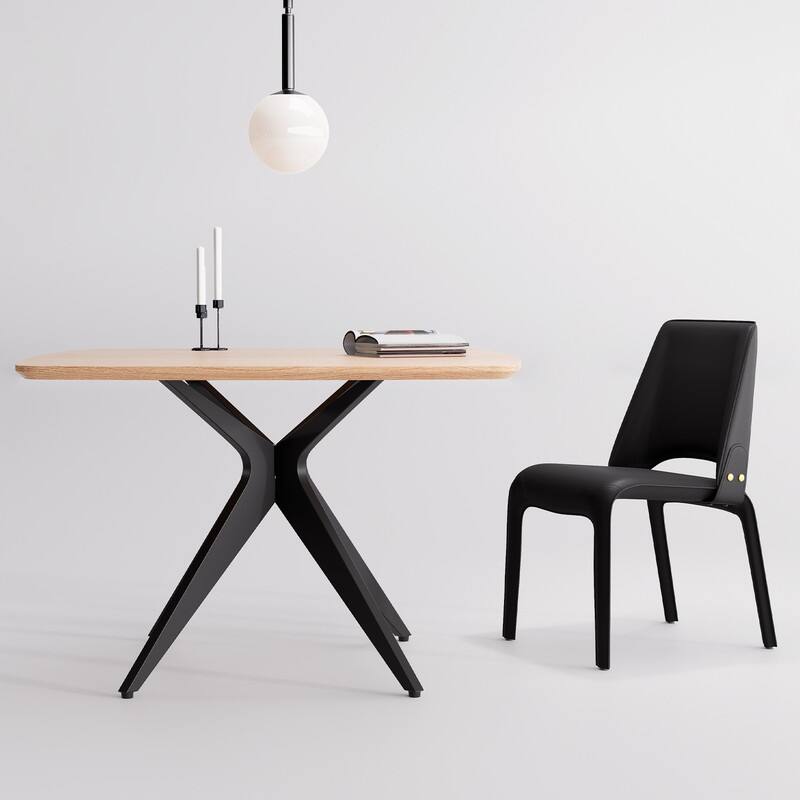 Modern Square Dining Table for 2-4, Small Kitchen Table with Metal Legs