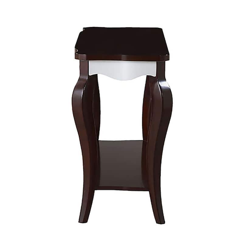 Braeden Walnut and White Sofa Table with Cabriole Leg