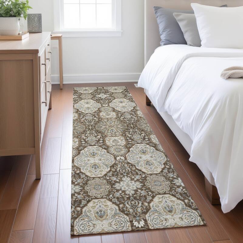 Machine Washable Indoor/ Outdoor Global Budden Chantille Rug