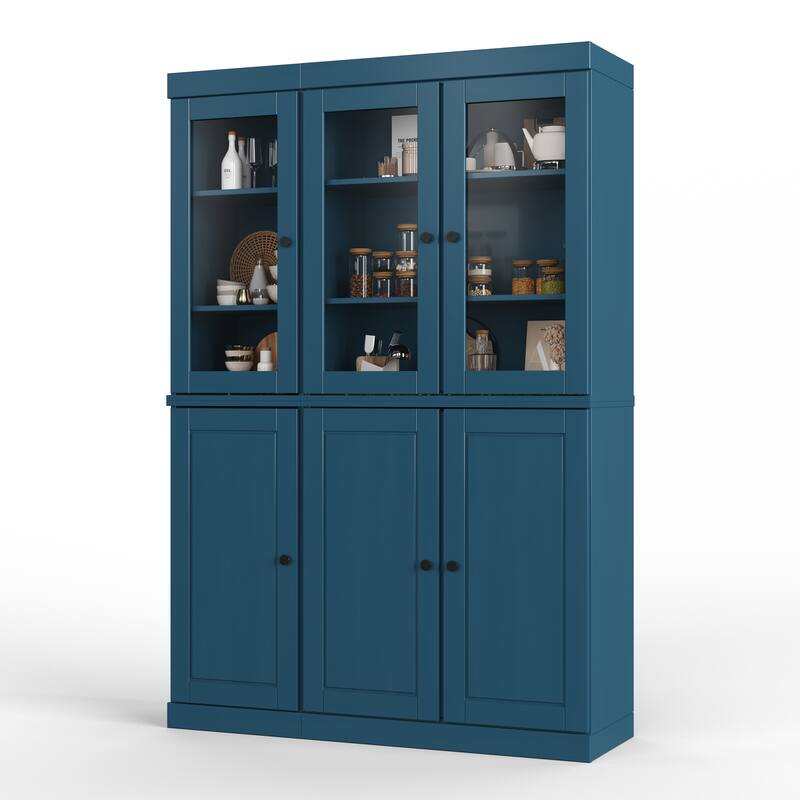 Palace Imports 100% Solid Wood Pantry China Cabinet, Raised Panel & Clear Glass Doors, 48.5" Wide, 71.5" Tall - 48.5" x 71.5"