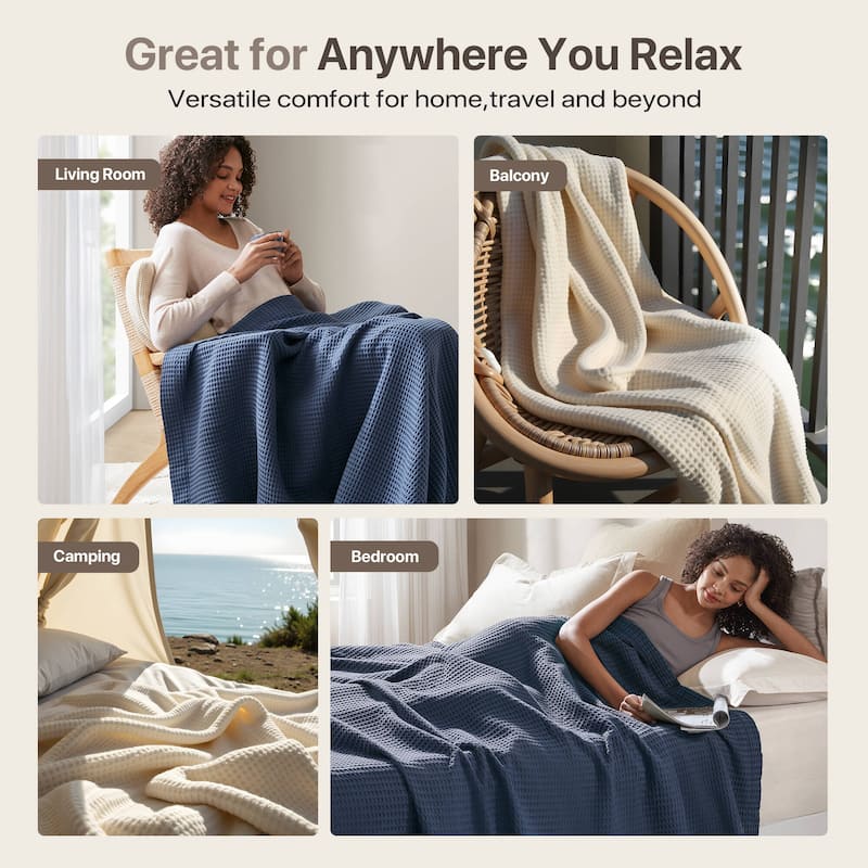 Madison Park Waffle Weave Cotton Blanket