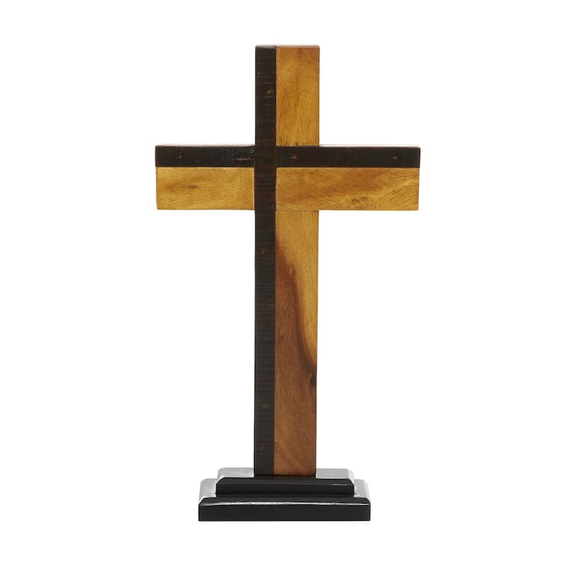 Wood Cross Handmade Sculpture - Brown - Roche River Decor