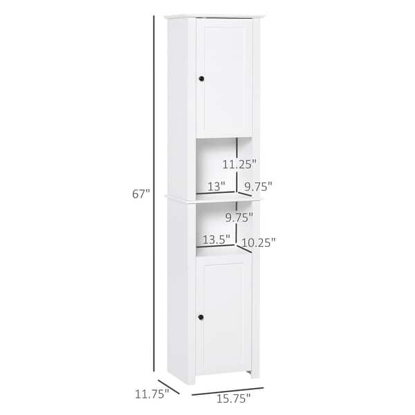 Tall Bathroom Storage Freestanding Linen Tower with 2