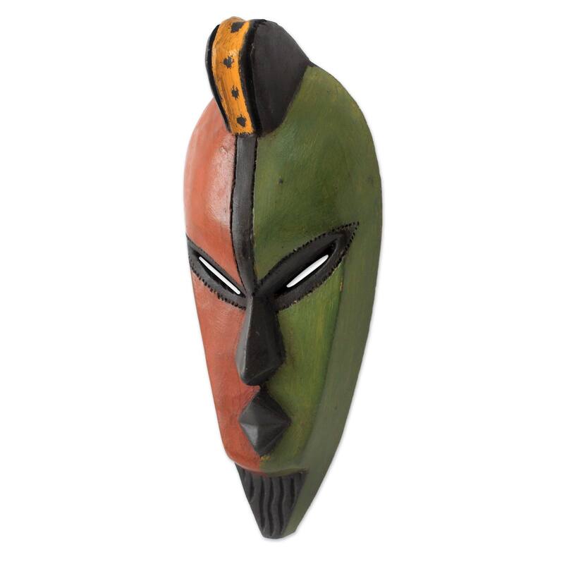 Handmade Sese Wood 'Desire for Peace' African Mask (Ghana) - Multi-color