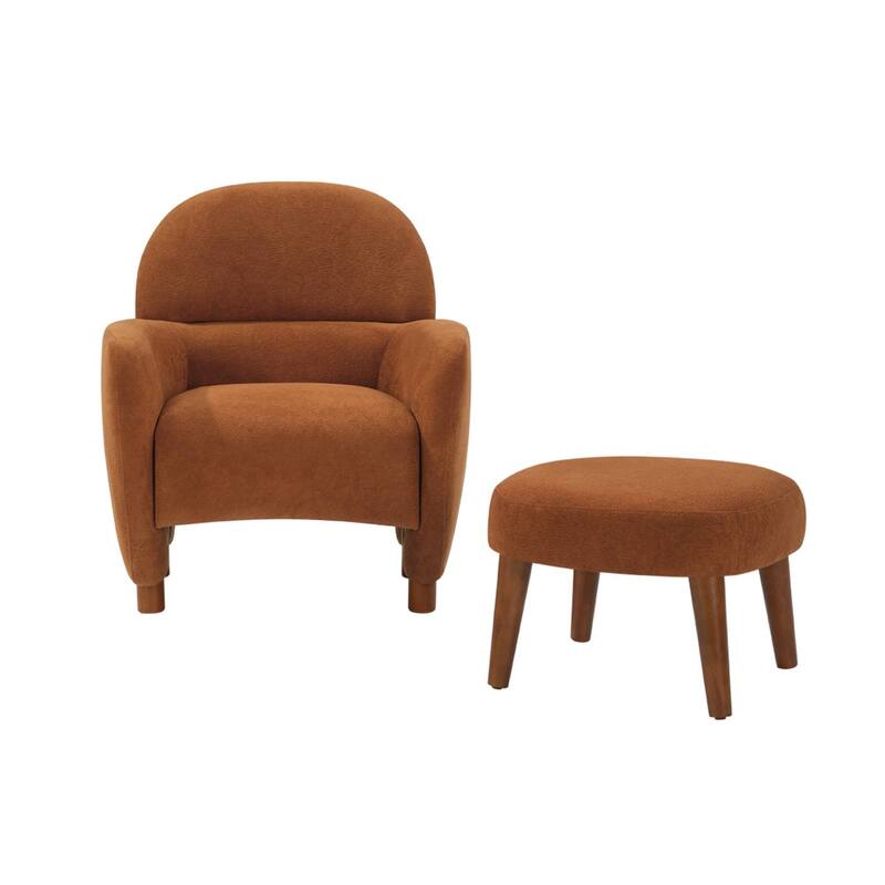 Modern Lazy Chair with Footrest Ottoman - Upholstered Leisure Sofa Chair, Reading Corner Chair for Small Space