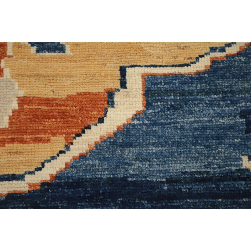 Hand Knotted Oriental 100% Wool Carpet Transitional Floral Navy Blue & Blues Oushak Area Rug - 9' 6'' X 8' 3''