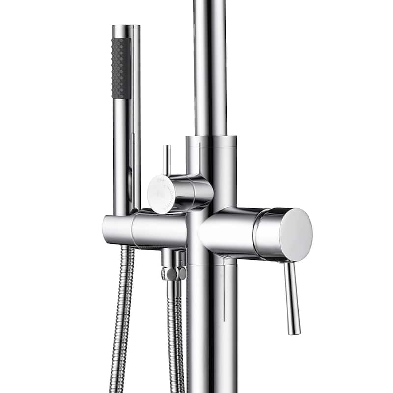 Highflow Freestanding Tub Filler with Swivel Spout and Handshower Chrome