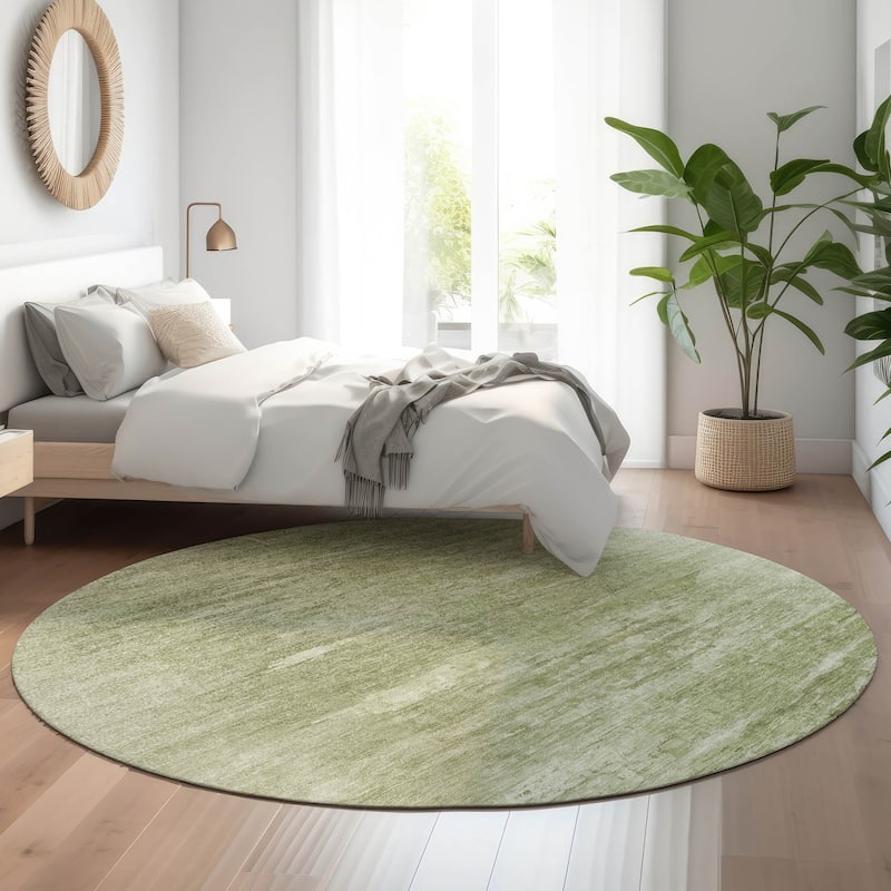 Premium Washable Super Soft Ombre Vaby Mayfield Rug - Aloe - 8' x 8' - Round