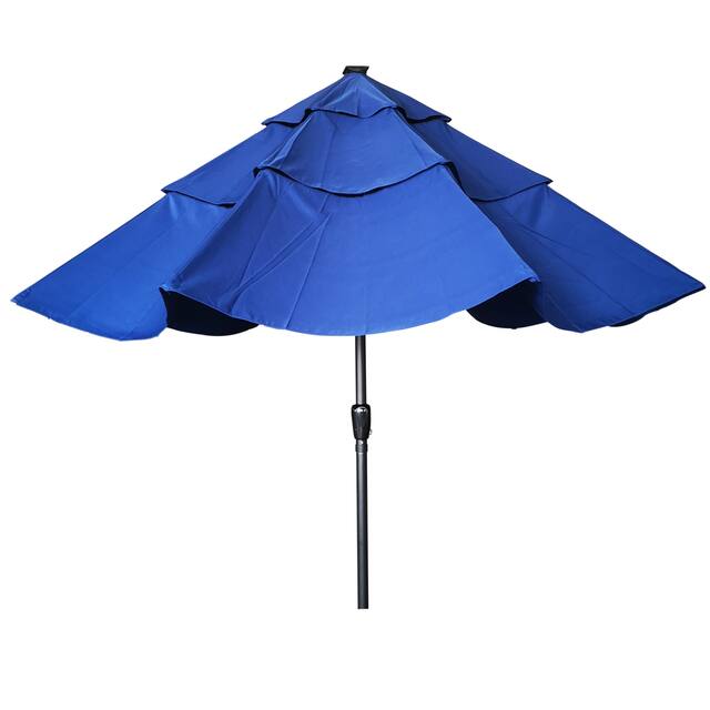 11FT Solar LED Lighted Patio Umbrella with 8 Ribs