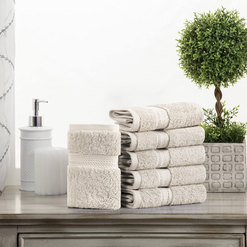 Superior Egyptian Cotton Pile Heavyweight Face Towel Set of 6 - Stone