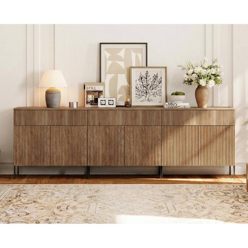 Modern Wood 31.5" Dresser With Reeded Design, Minimalist Dresser Organizer Storage - Walnut - 3-drawer