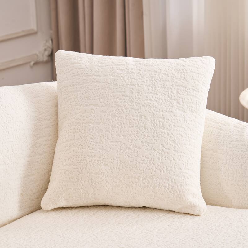 L-Shaped Sectional Sofa with Curved Chaise, Chenille Boneless Cloud Sofa, Modular 4-Seater Sofa with 4 Throw Pillows