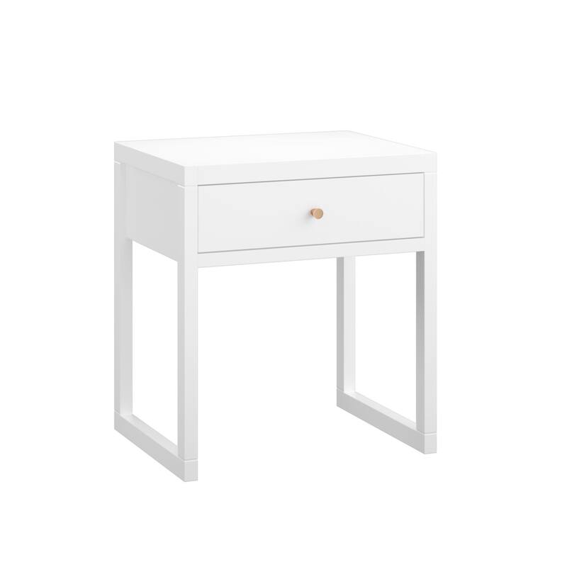 White Nightstand Bedside Table with Drawer, Minimalist End Table Lamp Table Side Table Coffee Table File Table