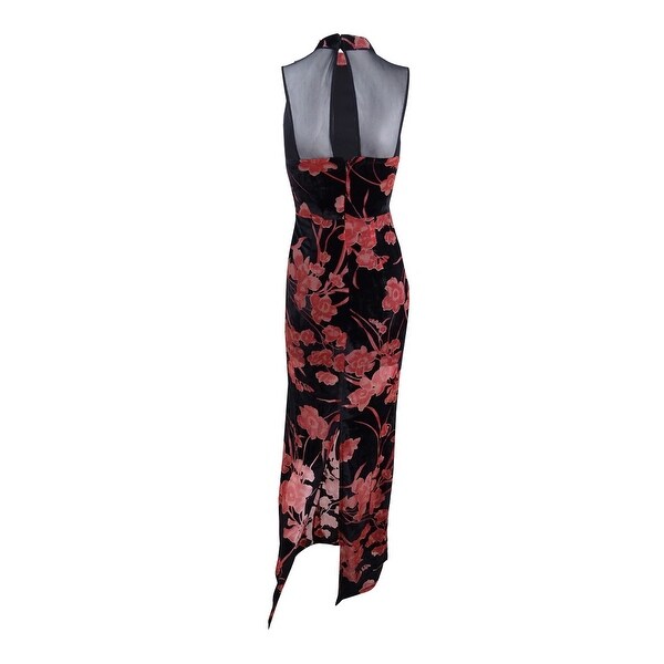 bcbg floral velvet burnout wrap dress