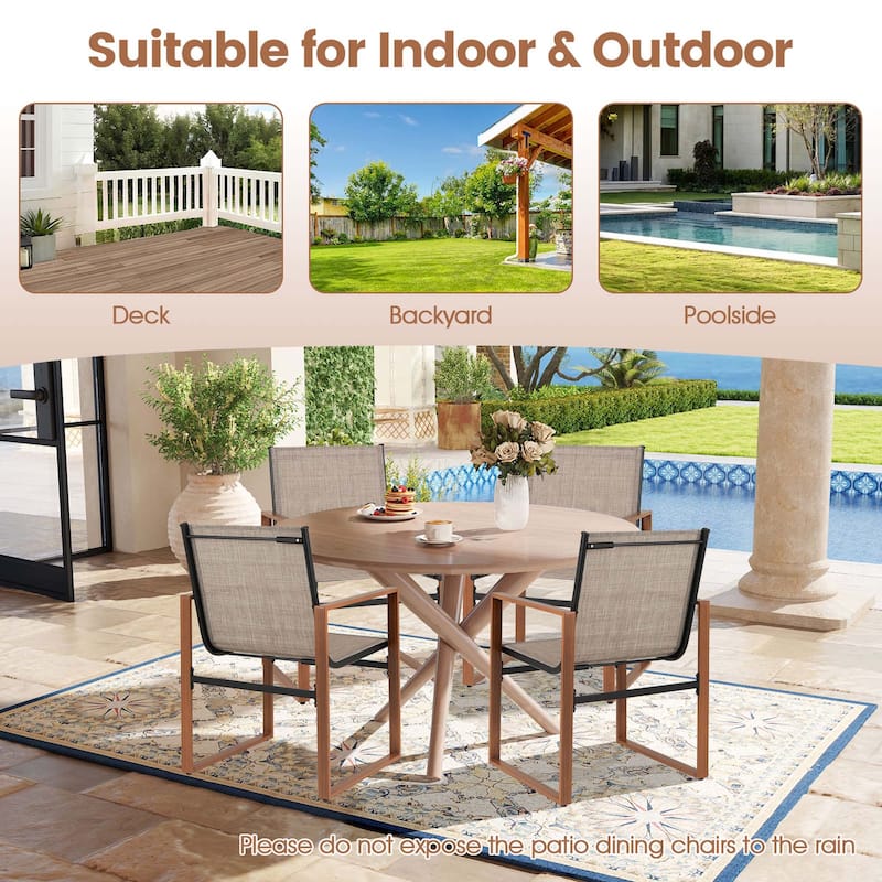 Gymax 2 PCS Outdoor Dining Chairs Patio Furniture Chair w/ Breathable