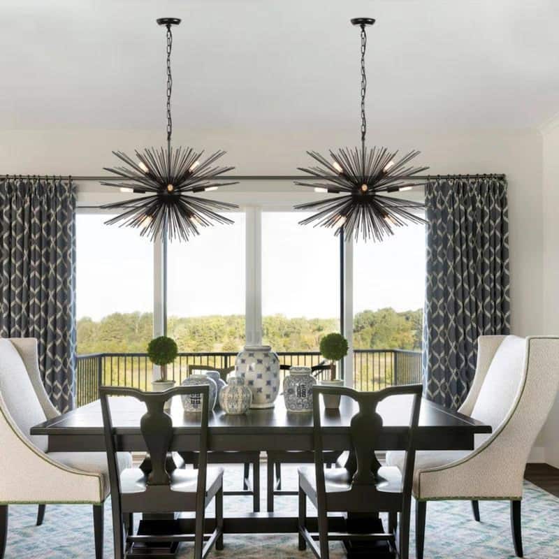 Mercer 12-Light Orbital Sphere Lighting Black Sputnik Chandelier 28" - N/A