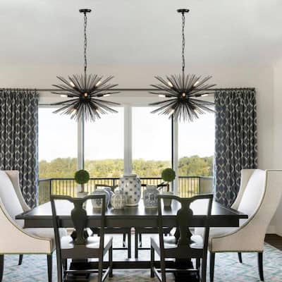 Mercer 12-Light Orbital Sphere Lighting Black Sputnik Chandelier 28" - N/A