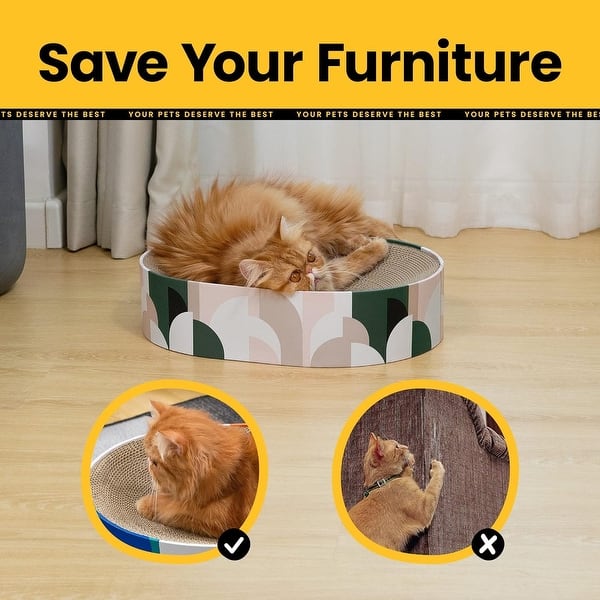 Fenteer Oval Cat Scratcher Pad With Ball Toy - Extra Large Sisal Scratching Board & Bed (24" X 15.75" X 3.54")