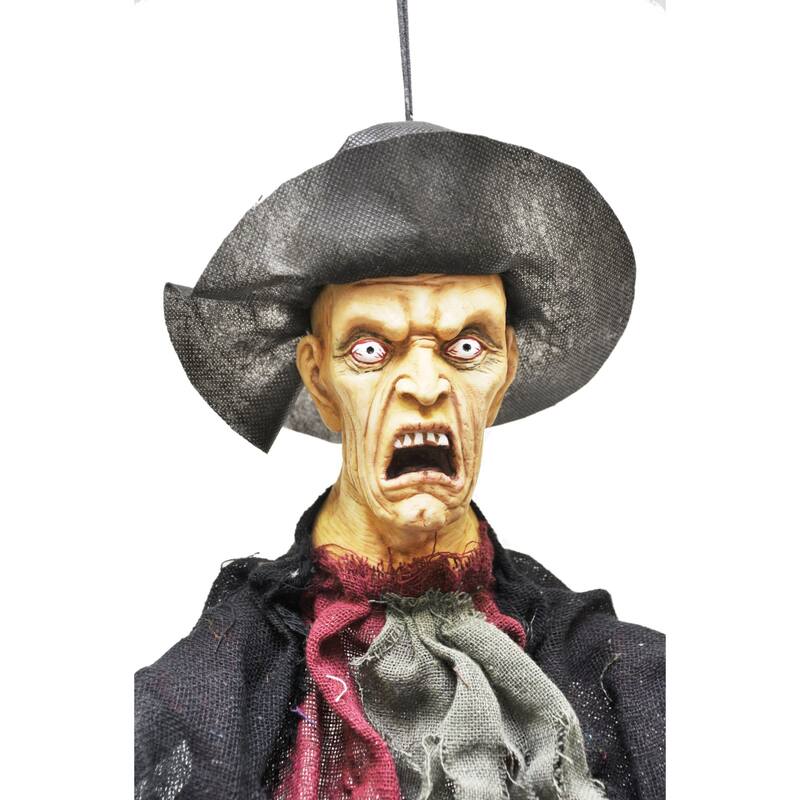 36" Black and Red Hanging Bowler Man Halloween Prop