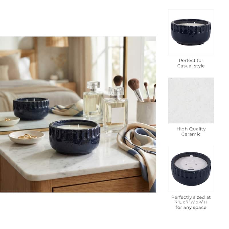 Modern Crackle-Glazed Ceramic Scented Candle - 7"