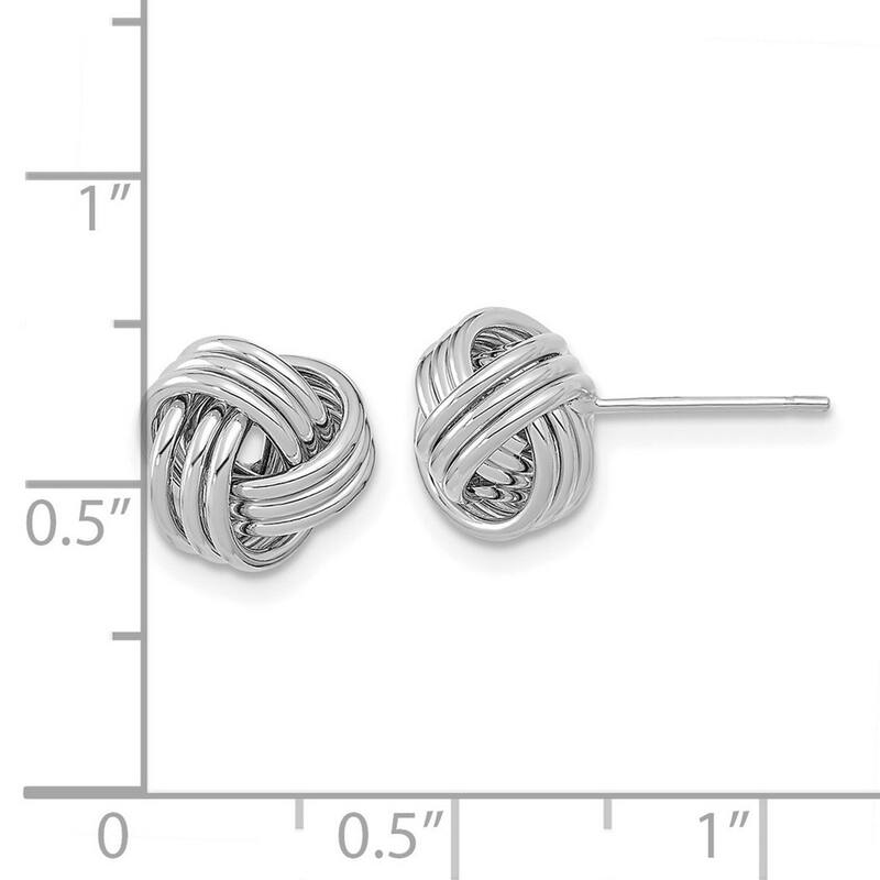 Curata 14k Yellow or White Gold 10mm Ribbed Polished Triple Love Knot Post Earrings