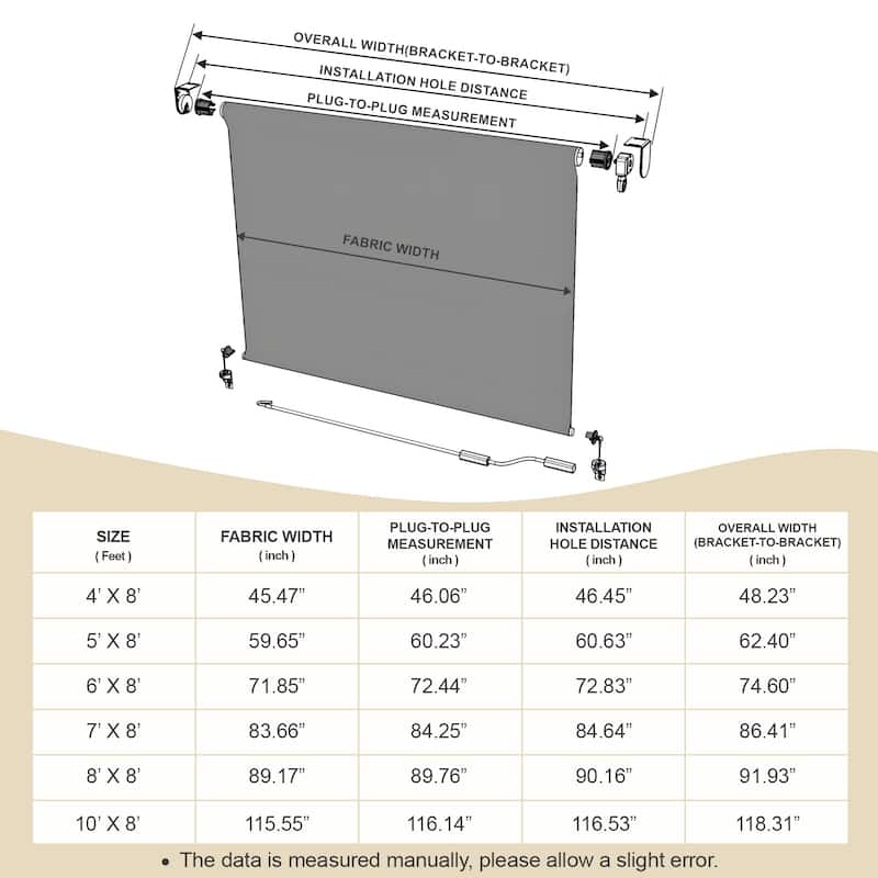 Aoodor 5% Openness Cordless Solar Fabric Roller Shade, 95% UV Protection Blinds