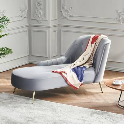 CO-Z Right Arm Chaise Lounge Chair with Velvet Upholstery