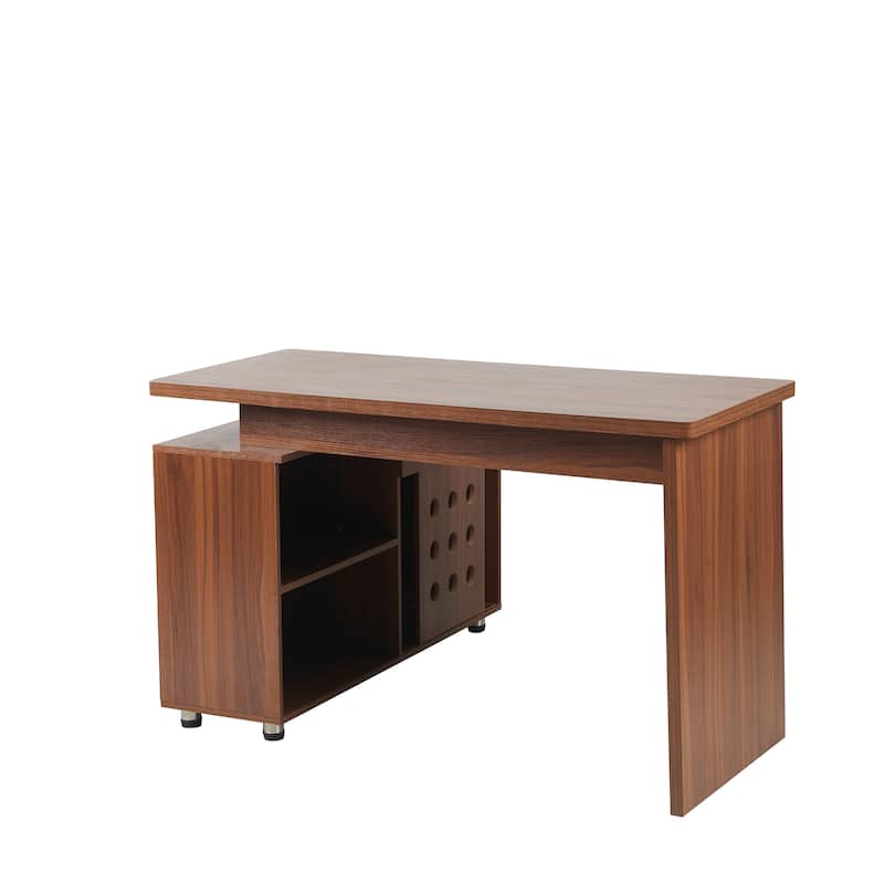 55.1"L Home Office L-Shaped Versatile Desk Height Adjustable Extendable Desk with Storage Drawers and Cabinet, Walnut