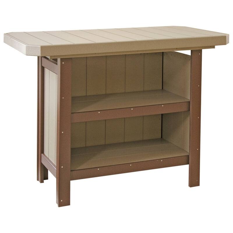 Poly Lumber Serving Bar - Weatherwood & Chestnut Brown