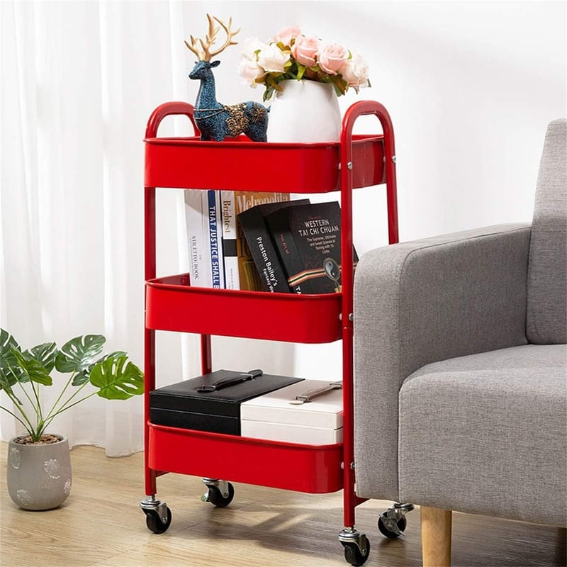 3 Tier Metal Utility Cart - 15.35"D x 27.5"W x 11.42"H