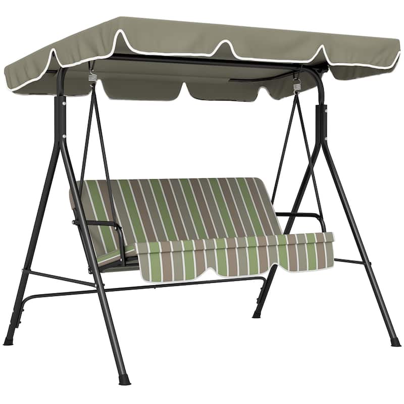 Outsunny 3-Seat Outdoor Patio Swing Chair with Removable Cushion and Adjustable Tilt Canopy for Patio, Garden, Poolside
