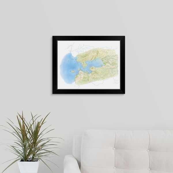 "Illustration of Kenya's Lake Victoria on map" Black Framed Print