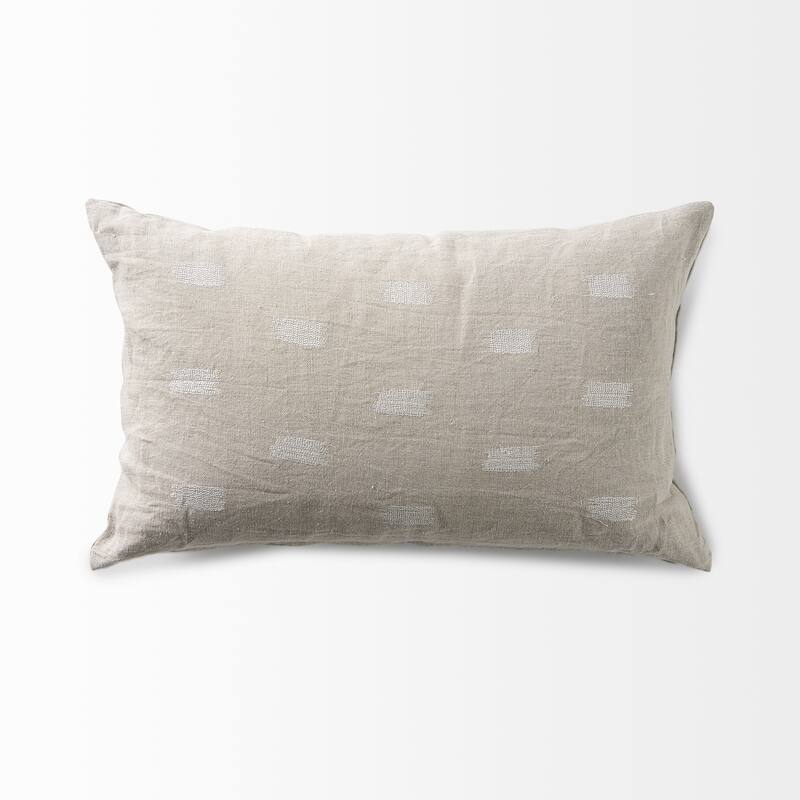 Canvas Beige and White Accent Pillow Cover