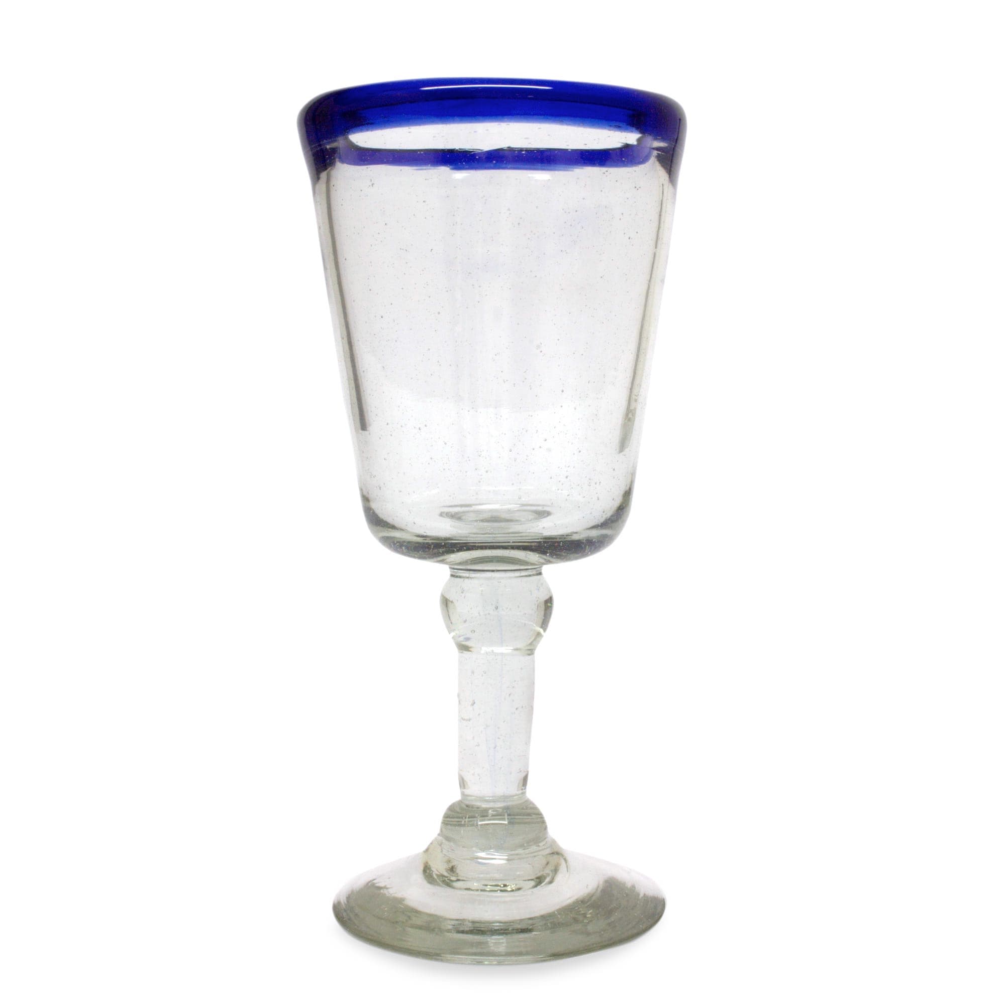 Handblown Recycled Tall Wine Glasses - Set of 6 - Cobalt Spiral