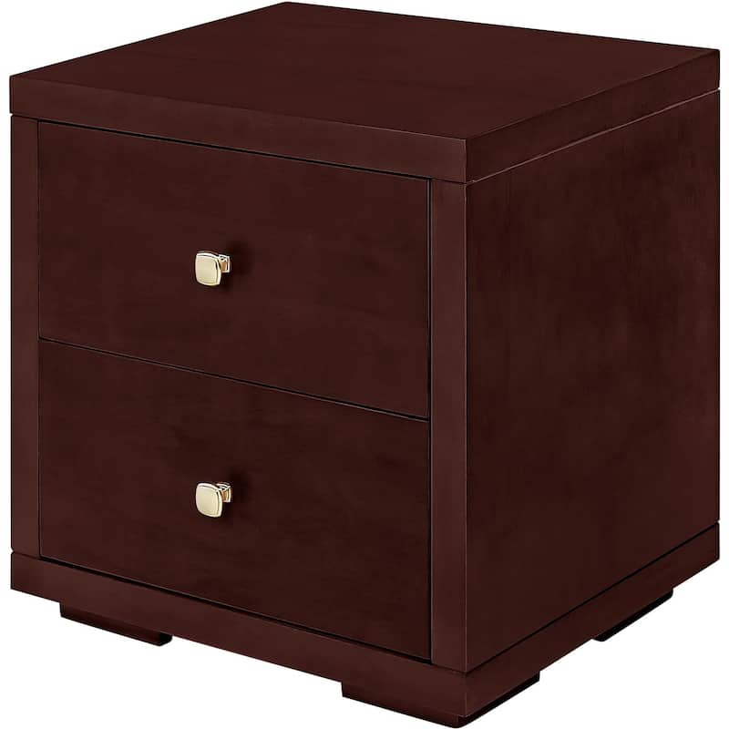 19-Inch Modern Solid Wood Nightstand with 2 Soft Close Drawers for Bedroom or End Table Use