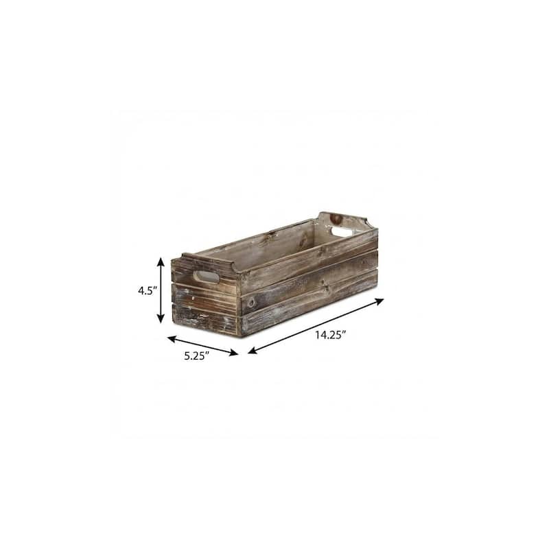 HomeRoots Brown Wood 200 Ounce Rectangular Distressed Planter Box - 14.25 in. x 4.50 in. x 5.25 in.