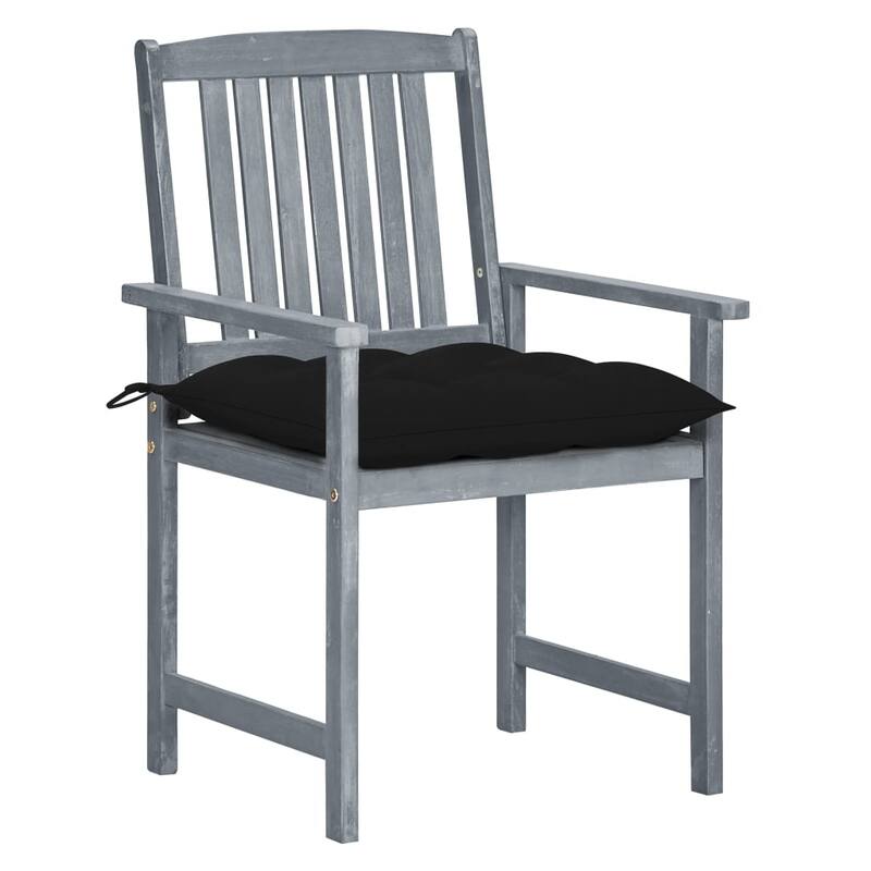 vidaXL Patio Chairs Outdoor Dining Chair with Cushions Gray Solid Wood Acacia