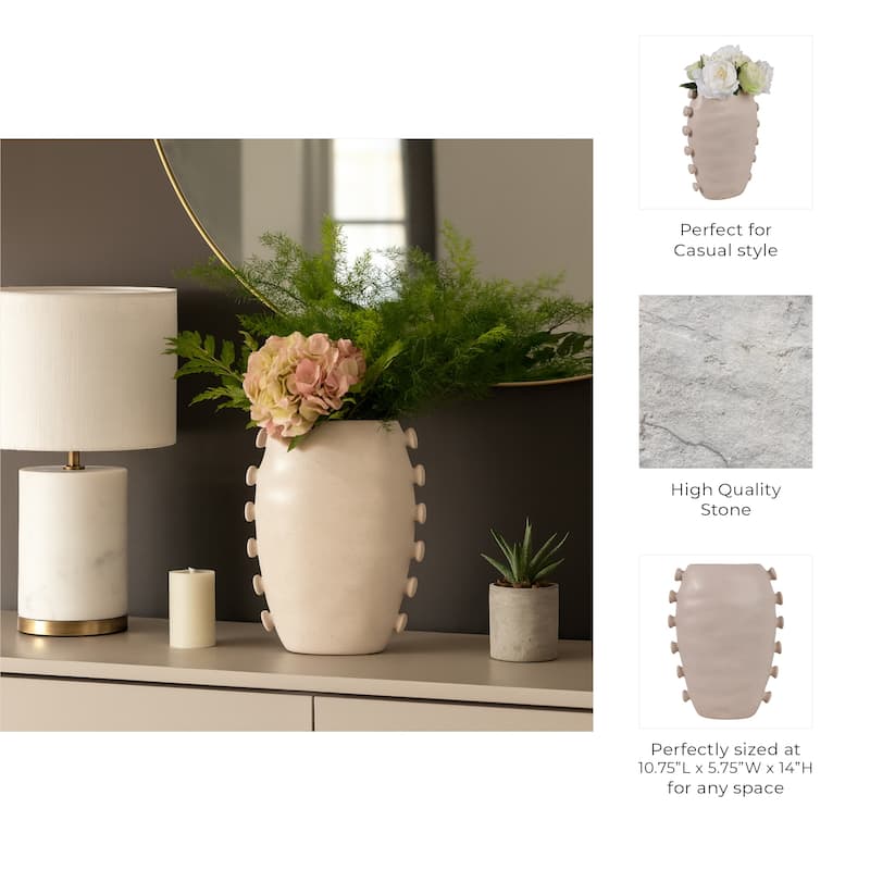 Sculptural Flower Vase with Unique Side Detailing - Ivory