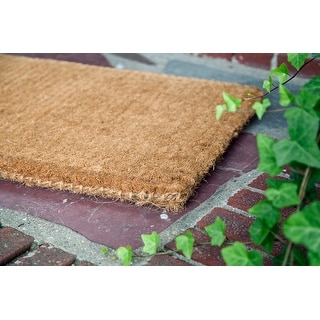 Entryways Thick Handwoven Coconut Fiber Indoor Outdoor Doormat, 26'' x  72'', Natural Coir